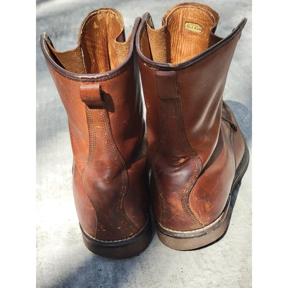VTG 1960s Cushioned Gold Bond Work Boots Leather‎ Moc Toe Hunting Mens Size 10.5